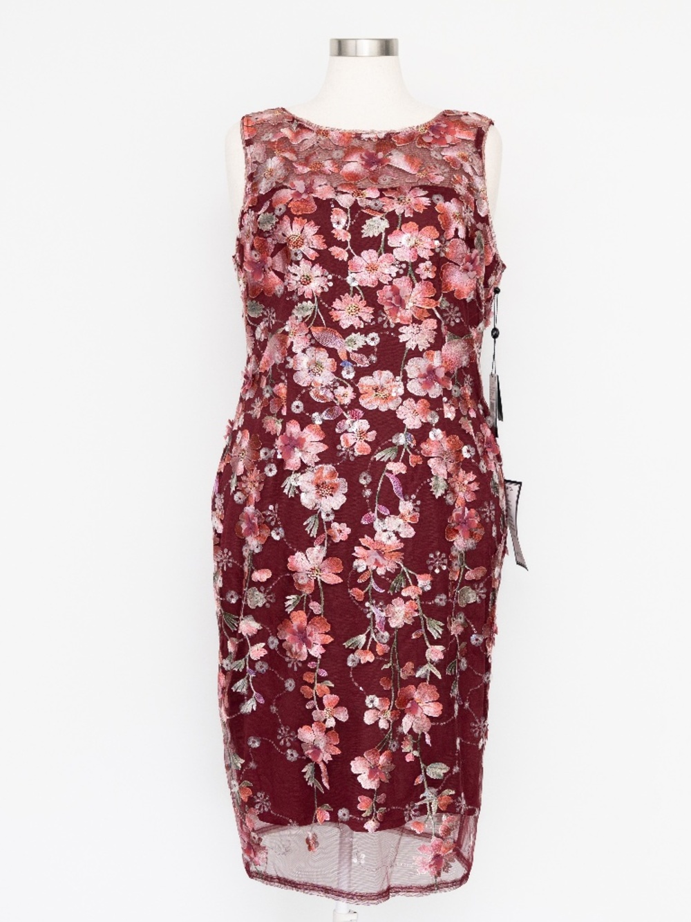 Adrianna Papell - Embroidered Floral Midi Dress - Picture 2 of 11